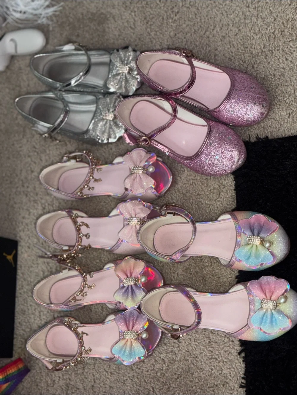 Girls Glitter Mary Jane Dress Shoes - Pink, Silver, Multicolor